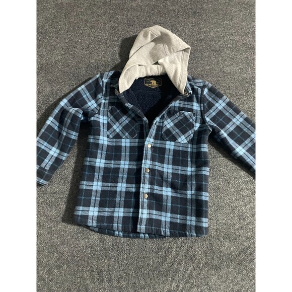 Freedom Foundry Boy's Jacket Small (7-8) Sherpa Fleece Lined Shirt Jacket Plaid - Picture 1 of 12